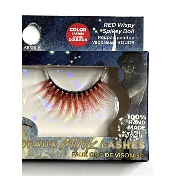 Ioni 3D Faux Mink Lashes – Red Wispy Spikey Doll Moon Magic Handmade - Picture 4 of 6